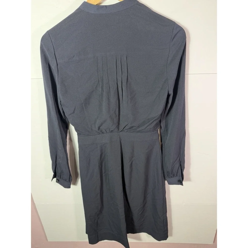 Tory Burch Med Navy Pleated Long Sleeve Dress 90001499 Size 0 NWT